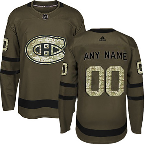 Men's Custom Montreal Canadiens Green Salute to Service Stitched NHL Jersey